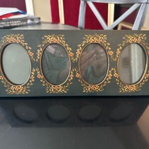 Share Vintage El Arte Hand Painted El Salvador 4 Picture Frame Floral 12 x 4.5